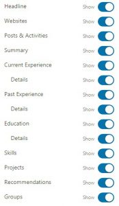 Screenshot edit visibility LinkedIn profiel Flex Online Marketing