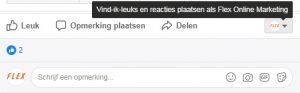 Een Facebookbericht liken als bedrijfspagina Flex Online Marketing