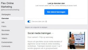 Dienst toevoegen Facebookpagina Flex Online Marketing