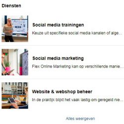 Diensten op Facebookpagina Flex Online Marketing