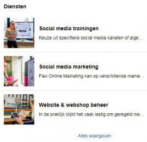 Diensten op Facebookpagina Flex Online Marketing