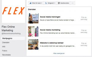 Toegevoegde diensten op Facebookpagina Flex Online Marketing