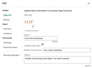 URL aanpassen LinkedIn bedrijfspagina