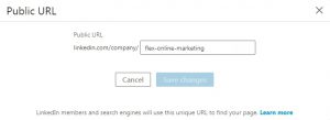LinkedIn bedrijfspagina aanpassen URL Flex Online Marketing