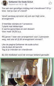 Like & winactie Facebook restaurant