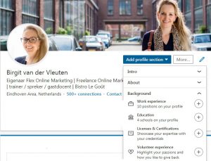 Add profile section LinkedIn Flex Online Marketing