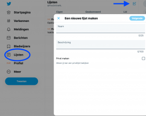 Twitterlijst aanmaken Flex Online Marketing