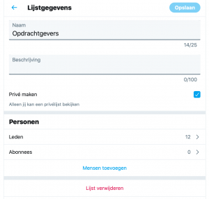 Twitterlijst aanpassen Flex Online Marketing