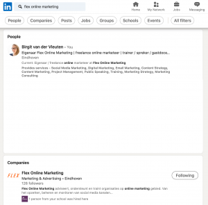 Zoekresultaten LinkedIn Flex Online Marketing